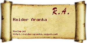 Reider Aranka névjegykártya